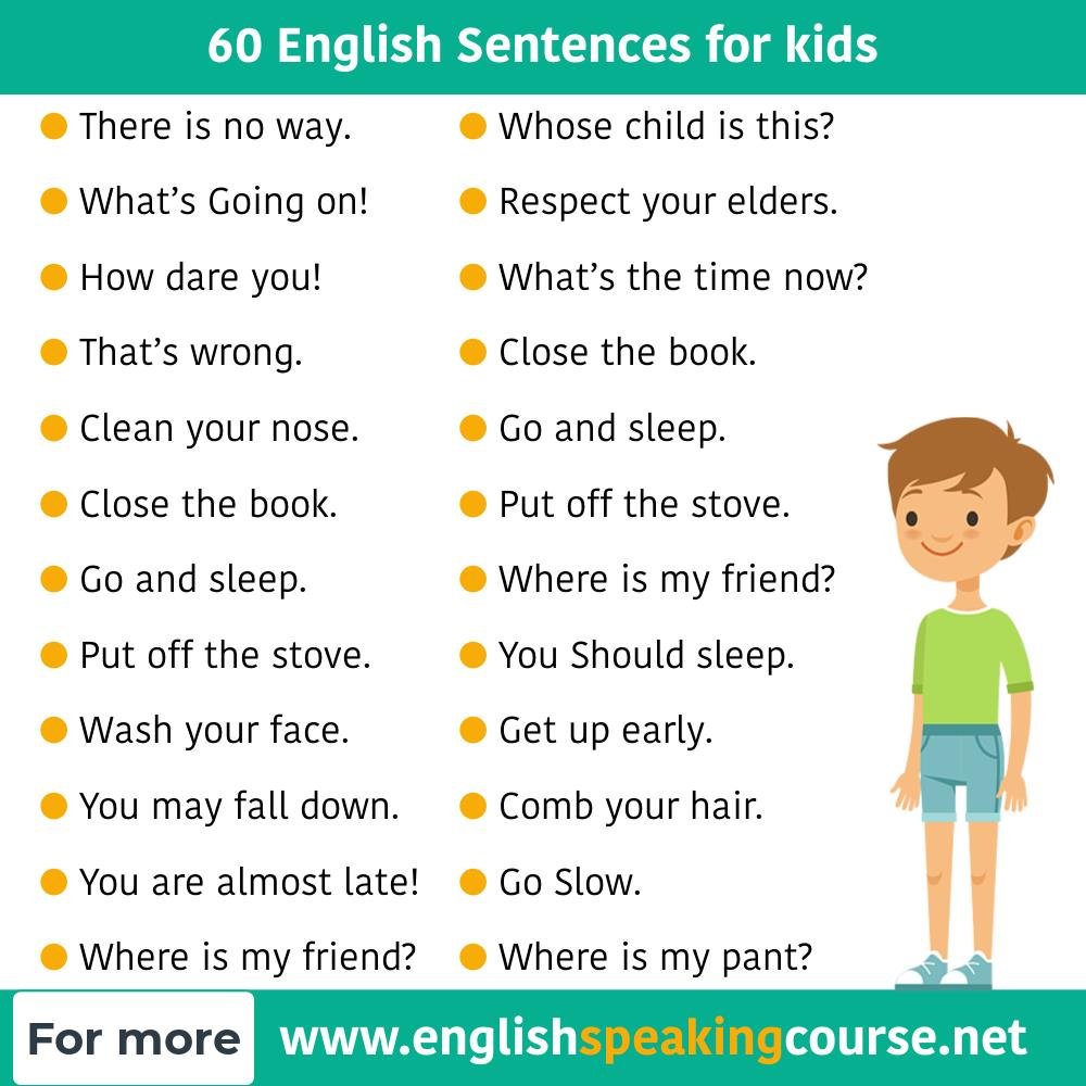 60 English Sentences For Kids Kids English