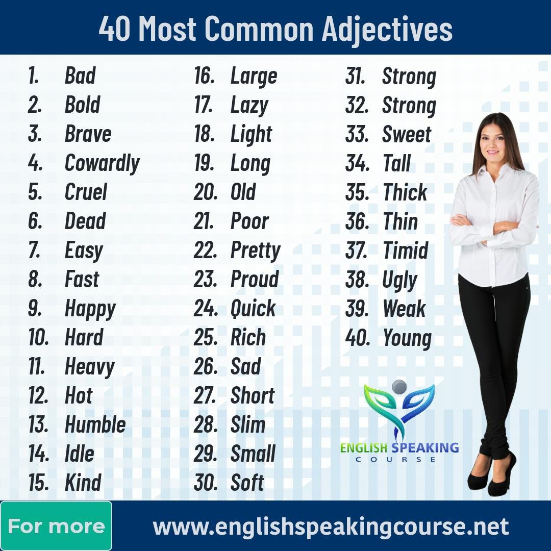 Common Adjectives 22 English Adjectives Common Adject - Vrogue.co