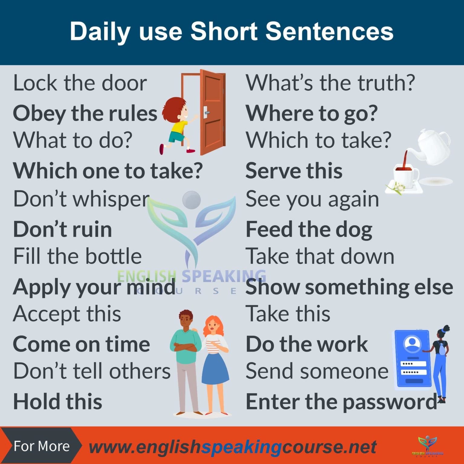 40 Daily use Short Sentences for Beginners