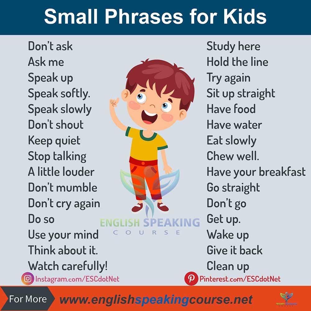 Small Sentences for Kids English Phrases