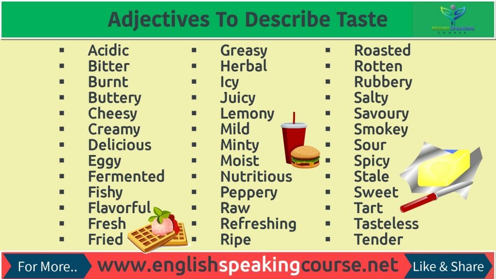 Adjectives For Describing Food Taste Vocabulary