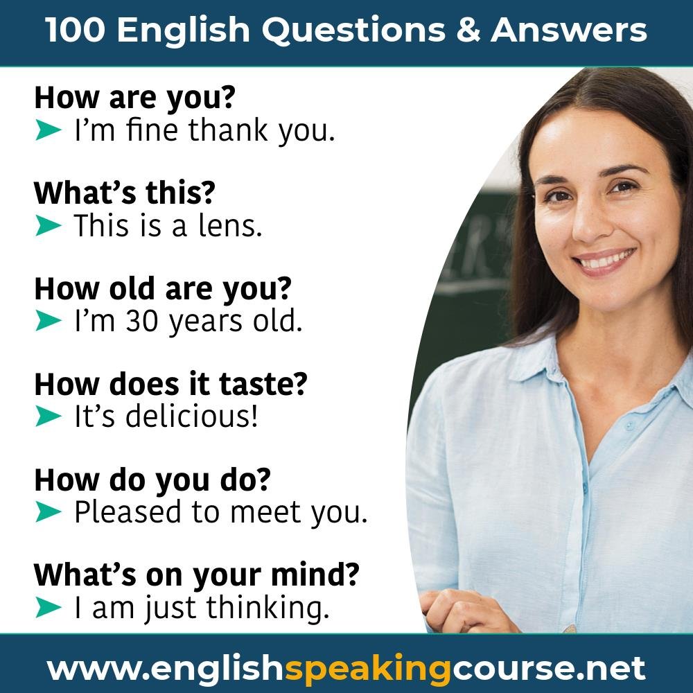 100 English questions and answers for Speaking English fluently