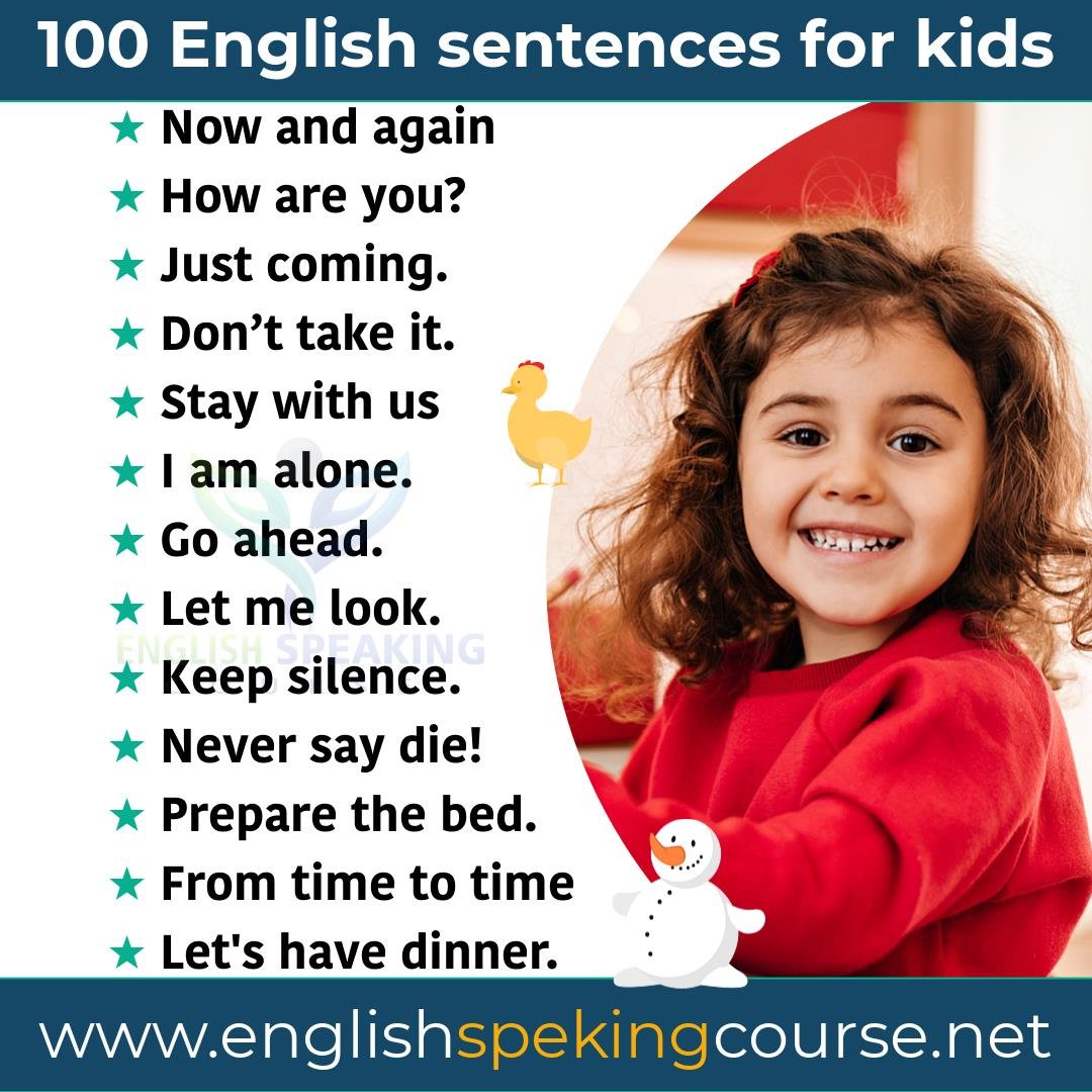 100 English Sentences For Kids Kids English