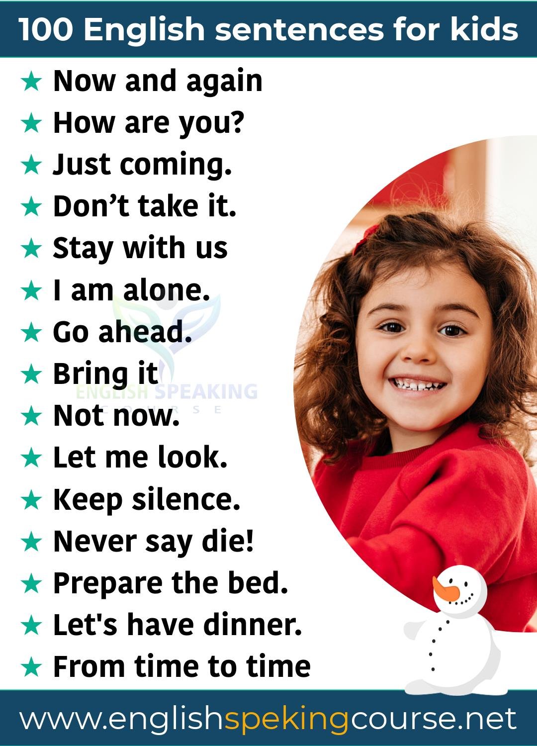 100 English Sentences For Kids Kids English