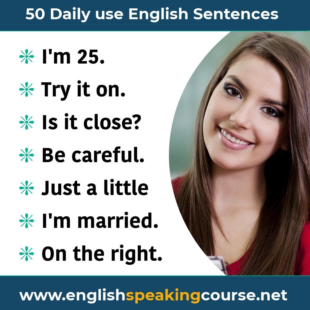 50 Daily use English Sentences Spoken English sentences everyday