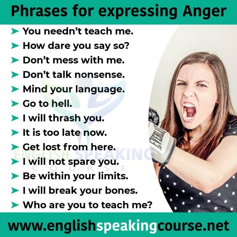 How To Show Anger In English English Phrases
