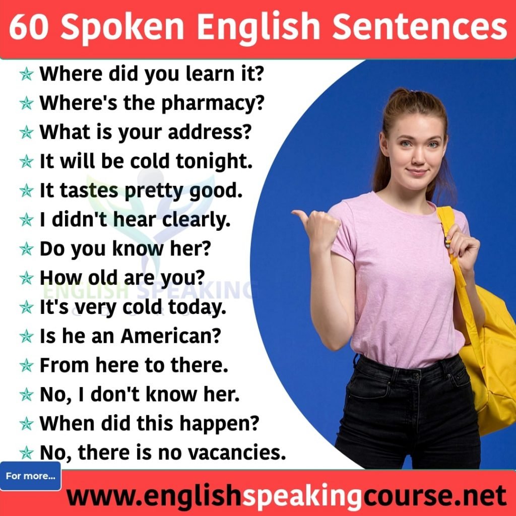 60 English sentences used in daily life