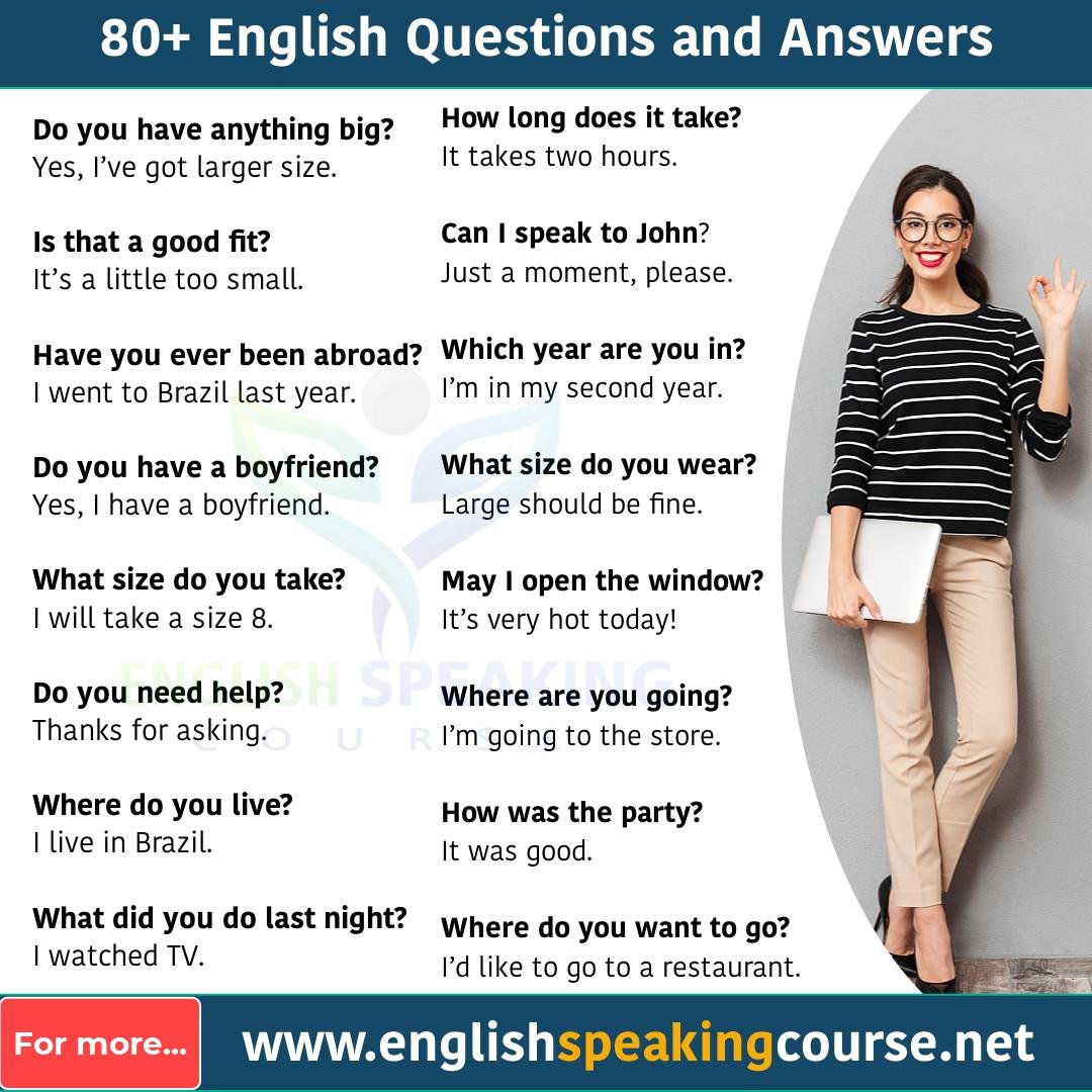 General English Conversation Questions Answers - Printable Templates Free