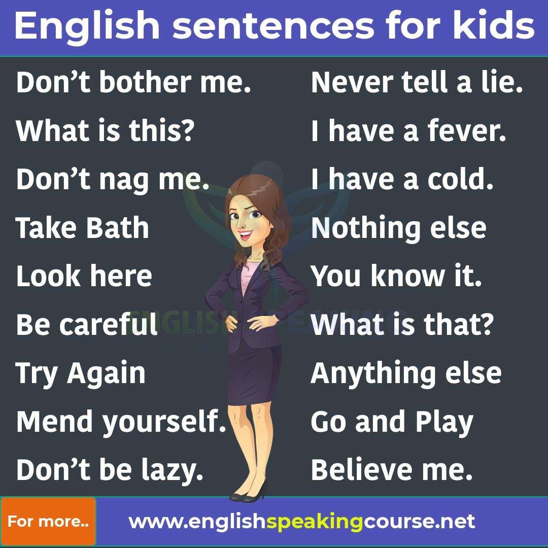 Short English sentences for kids English for kids 01