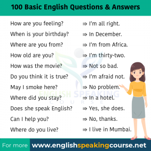100 English Questions & Answers - Speaking