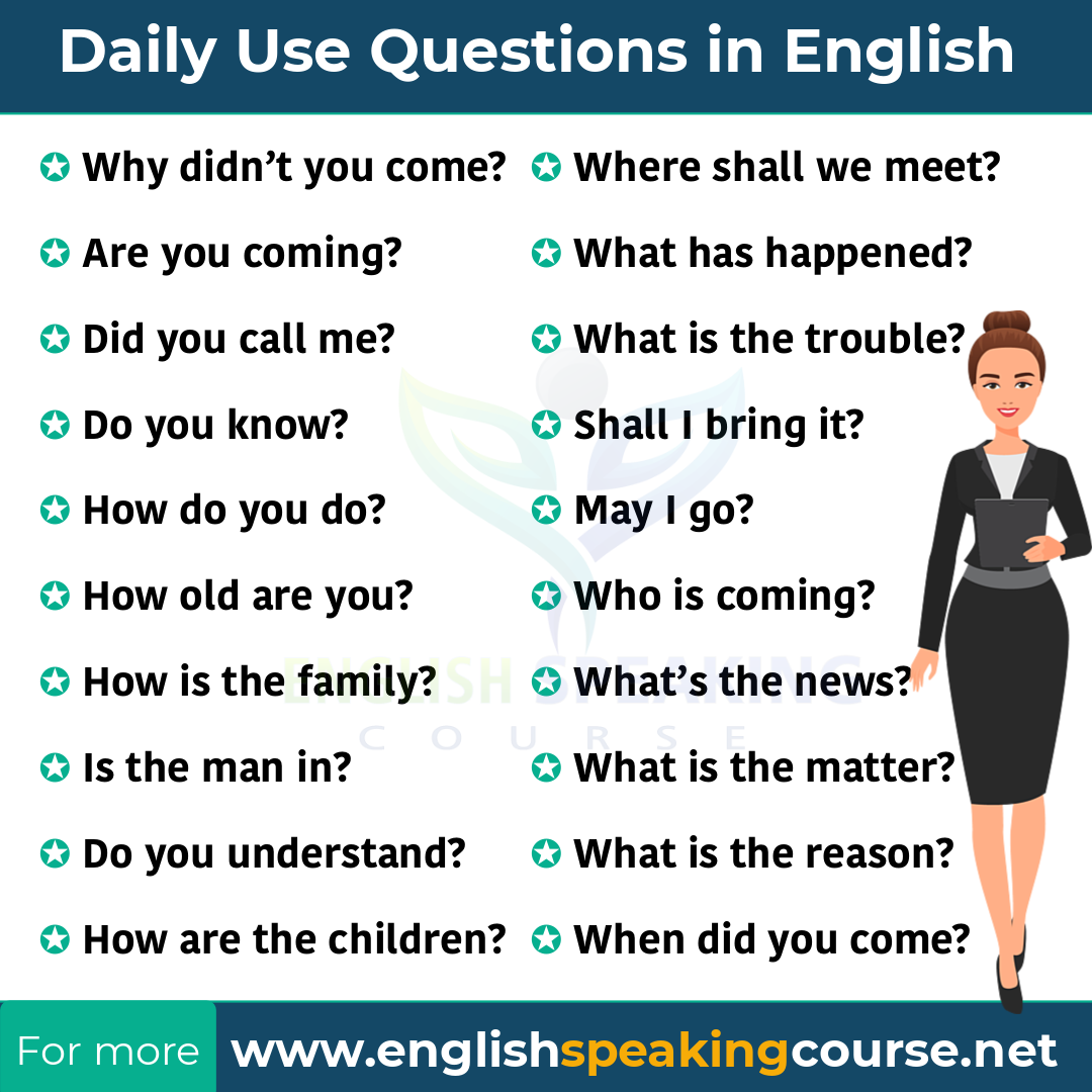 50 Daily Use Questions In English Questions Answers