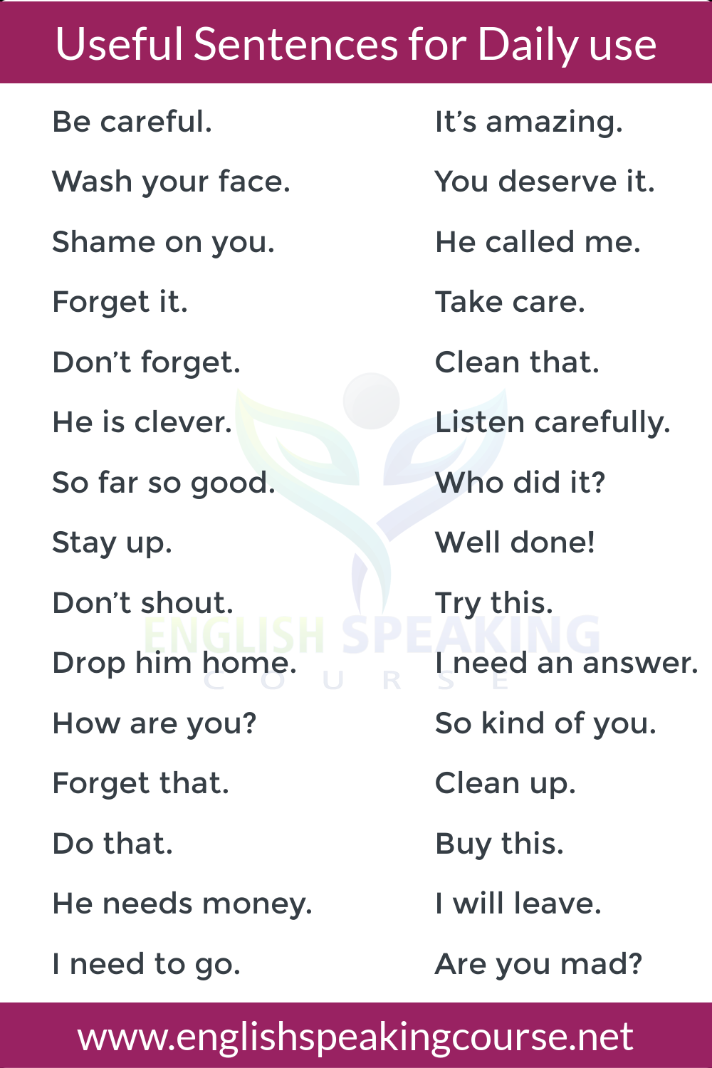Useful Sentences for Daily use