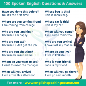 100 Spoken English Questions & Answers - Questions & Answers