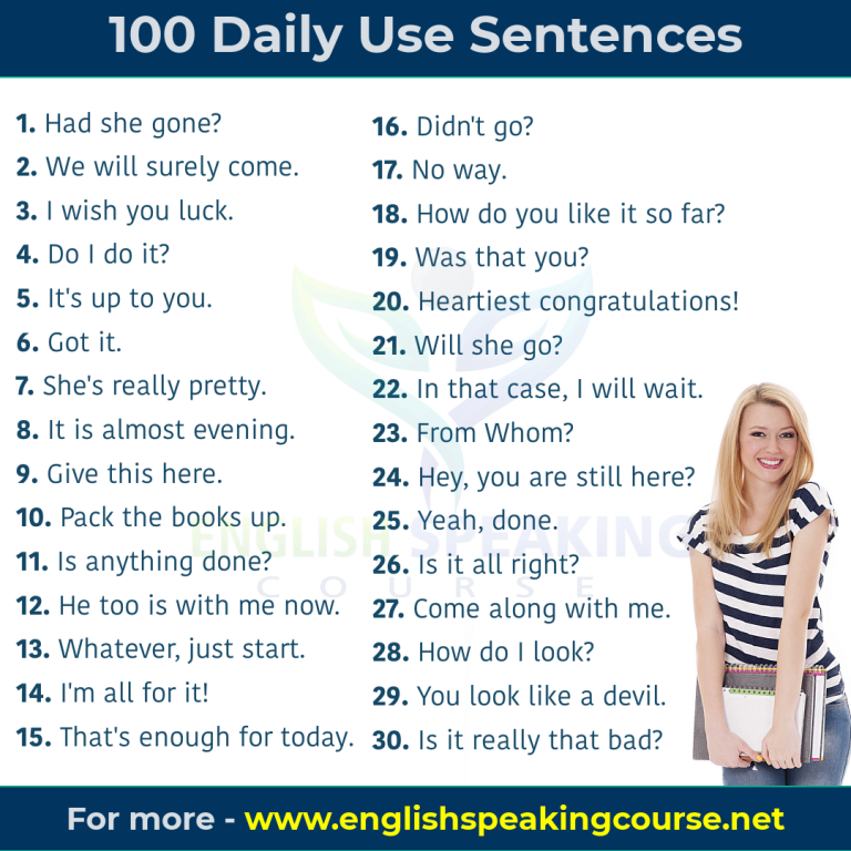 100 English Sentences For Daily Use - English Sentences