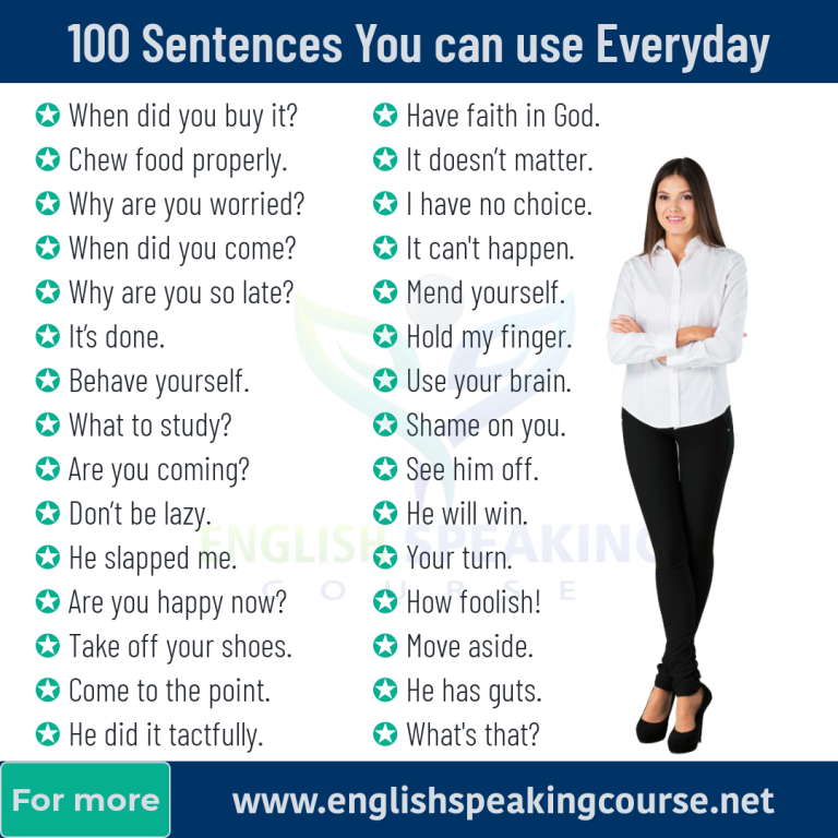 100 English Sentences for Regular Use - Speaking