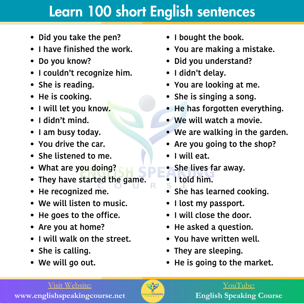 Learn-100-short-English-sentences